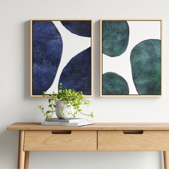 Project 62 NEW2pc large circles abstract framed wall art16x20 - Picture 2 of 7